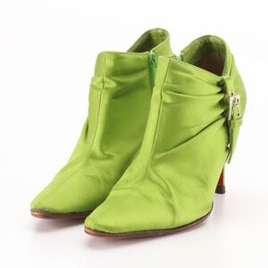 Christian Louboutin Green Ankle Boots with Red Soles